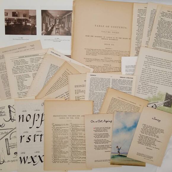 Very Vintage Book Pages, Old Book Page Bundle, Assorted Book Pages - Picture 10 of 10
